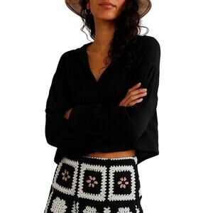 Free People WTF Aries Hoodie Black Size S